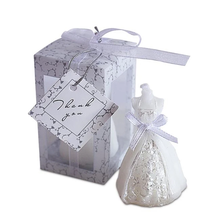 1PC White Wedding Bride Dress Shape Design Candle,Elegant Bridal Boxed Candles Valentine's Day Wedding Party Surprise Decor Gift