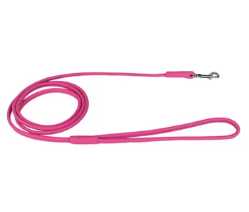 

COLLAR Leather round leash for dogs pink 10 mm 183 cm Collar Glamour