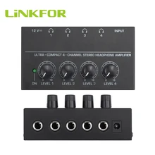 LiNKFOR 4 Channels Headphone Amplifier Ultra compact Stereo Headphone Amp with 5pcs 6 35mm to 3 5mm adapters Headphone Amp
