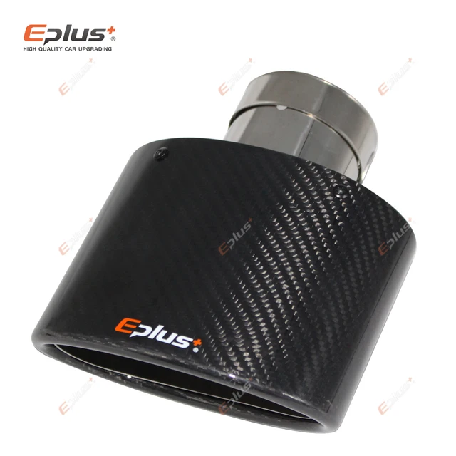 EPLUS – silencieux déchappement pour voiture en Fiber de carbone, brillant, embout décoratif universel, couleur argent, inoxydable, ovale, largeur 150mm ou 105mm -2