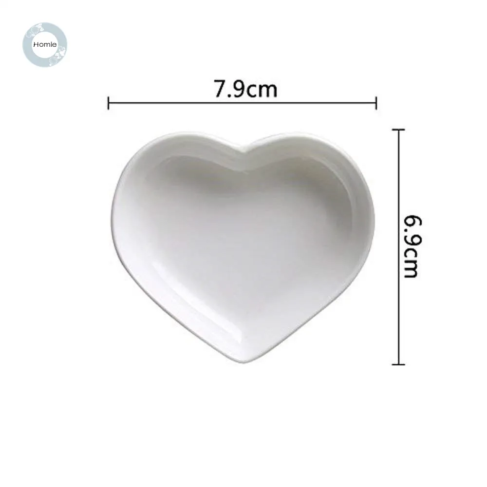 Homies 4PCS Cute Heart Sauce Dish Small Saucer Shape dinner plates heart dish ceramic dish Snack small Plate Salad Dinner Tray