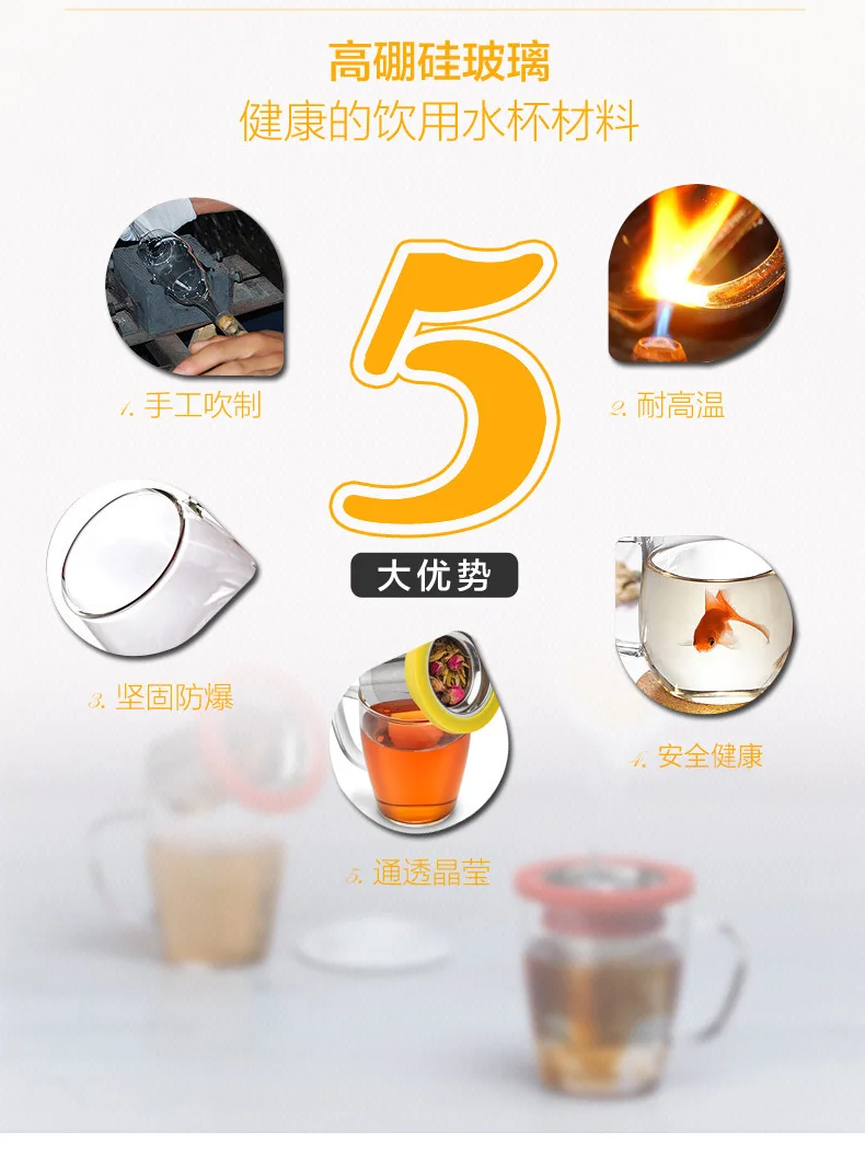 Denmark Po ming Cup Northern European-Style Simple Creative Ceramics Filter Tea Cup Wholesale with Lid Office Glass