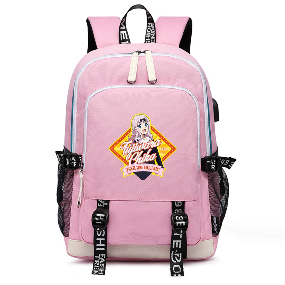 

Kaguya-Sama: Love is War Large School Bags Cartoon Kawaii Women Backpack Girls Bookbag Oxford USB Charging Laptop Bagpack