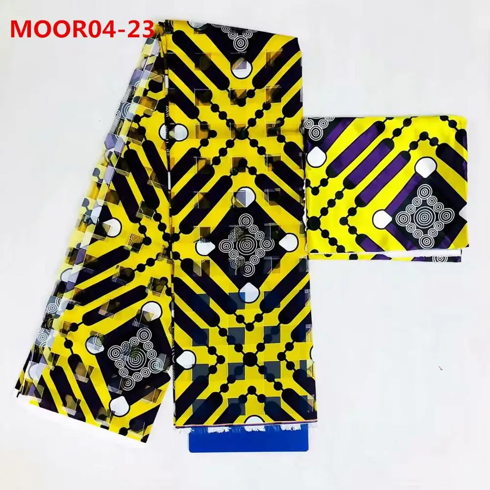 MOOR04-23 Новое поступление Мода Высокое качество 4 ярдов органза ткань с 2 ярдов шелк с рисунком красочные ткани - Цвет: MOOR04-23