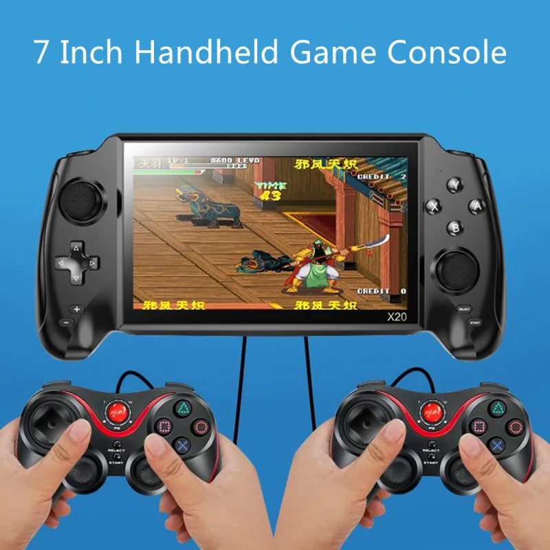 

Coolbaby New X20 Handheld Game Console 7 inch Retro Joystick Game Console Support TF Double Player Video Output Game For Kid's