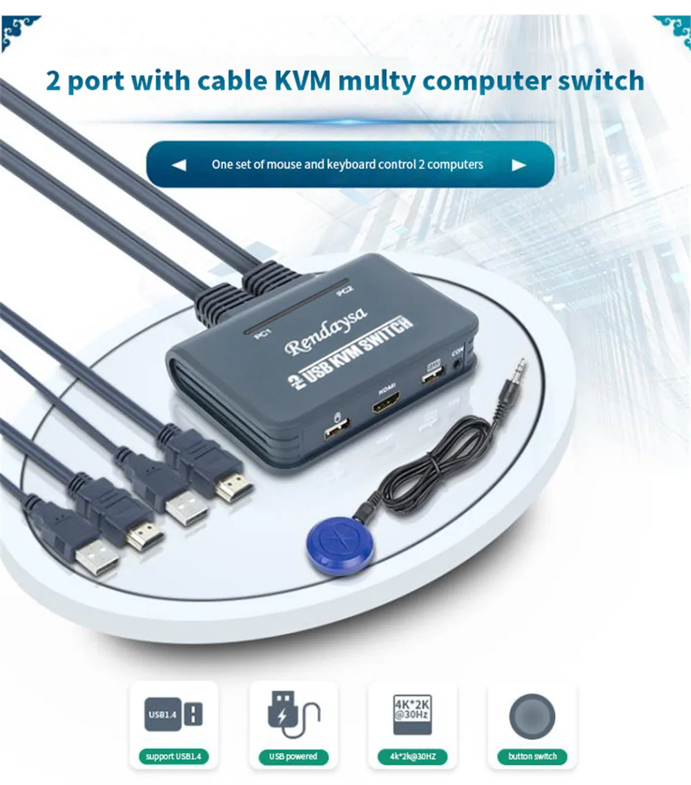 HDMI KVM переключатель, Модернизированный секунд коммутатор 2-переключатель порта HDMI мульти-компьютерная USB мышь и клавиатура переключатель для компьютера