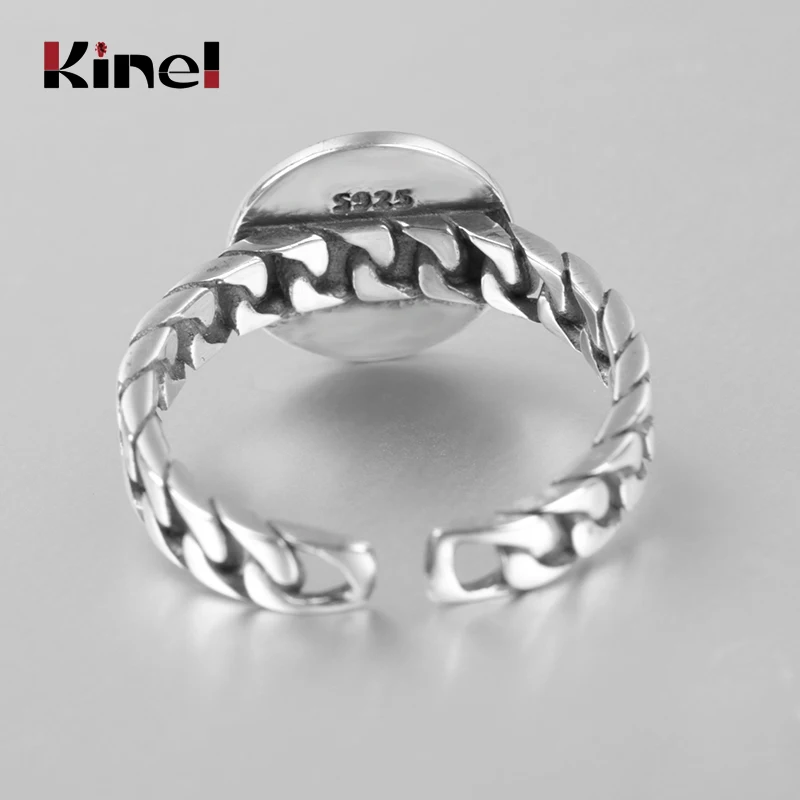 Kinel S925 Серебряное кольцо ювелирные изделия уличная Горячая Ретро Модный тренд индекс фаланговые кольца открытие регулируемые мужские и женские