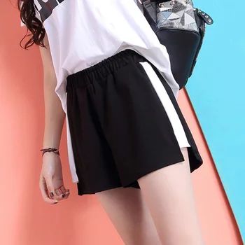 

Runing Shorts Harajuku Sweet Loose Striped Elastic Waist Women Running Short Womens Pockets Summer Korean Style Sweet Ladies