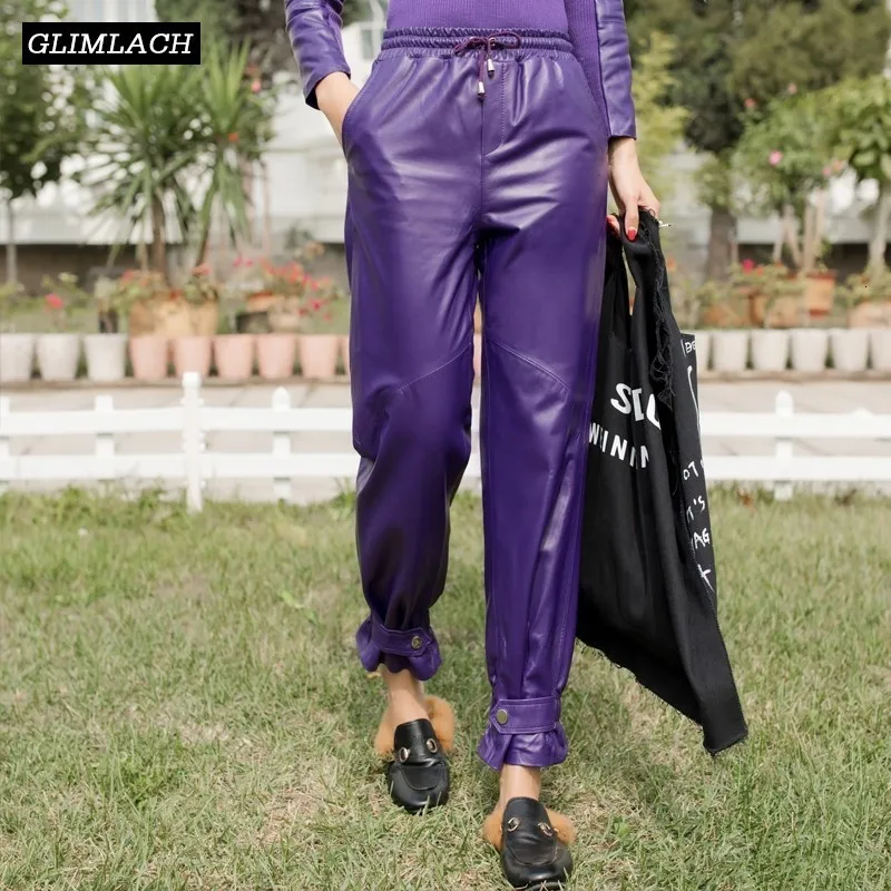 2020 Gesp Potlood Broek Vrouwen Echt Lederen Losse Schapenvacht Enkellange Harembroek Trekkoord Elastische Taille Lady Broek 2020 Gesp Potlood Broek Vrouwen Echt Lederen Losse Schapenvacht Enkellange Harembroek Trekkoord Elastische Taille Lady Broek