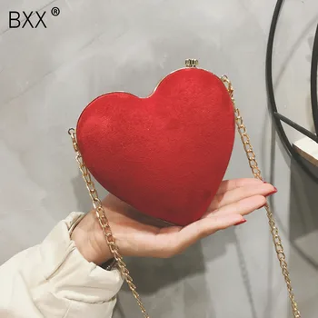 

[BXX] Heart Shaped PU Leather Crossbody Bags For Women 2020 Spring Fashion Shoulder Messenger Bag Simple Travel Handbags HL418