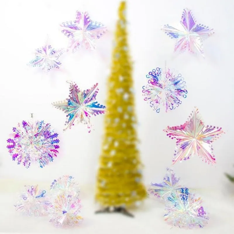

Creative colorful garland Pentagram snowflake pull flower christmas decorations for home Xmas tree wall window party supplies