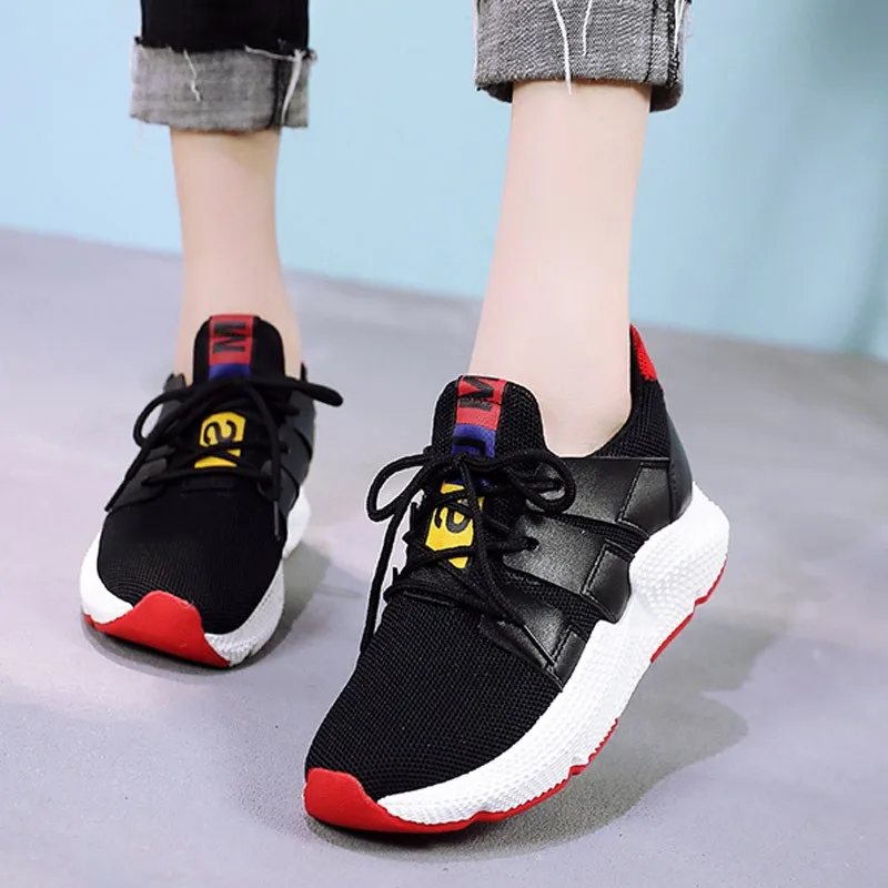 

Hot Sale Sneakers Women Spring Breathable Mesh Shoes Casual Lace Up Vulcanize Shoes Female Soft Pink Tenis Shoes D0020