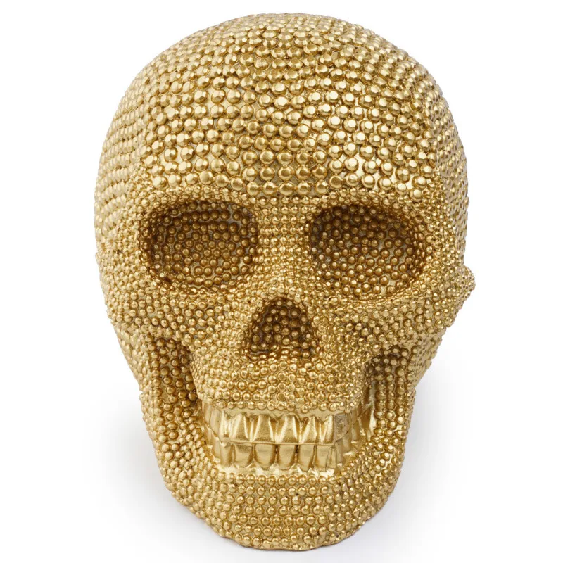 Golden Human Skull Statue Resin Skull Sculpture Modern Home Decoration Halloween Gift Personality Skull Golden Human Skull Statue Resin Skull Sculpture Modern Home Decoration Halloween Gift Personality Skull