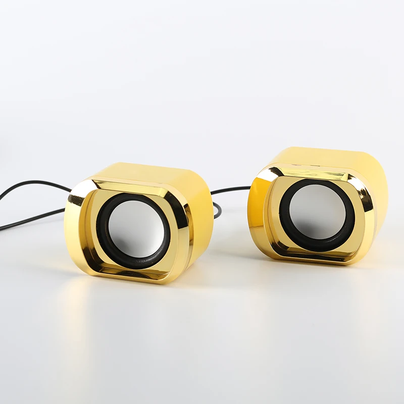 USB 2.0 Notebook Speakers Wired Stereo Mini Computer Speaker for Desktop Laptop Notebook PC MP3 MP4 3.5mm AUX IN gold