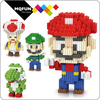 

Linkgo Game Diy models Yoshi Super Mario Bros Diamond Blocks Building Bricks Toys 3D Assembly Action Figures educational toy