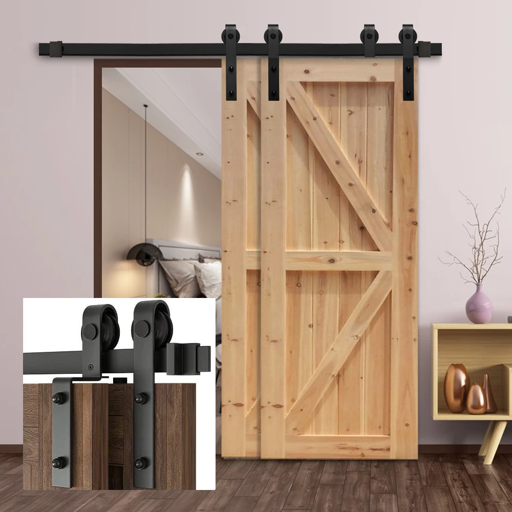 Gifsin Bypass Sliding Barn Door Hardware Track Bent Hanger System 4 96ft Doors Aliexpress