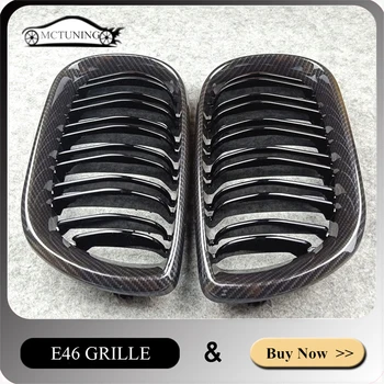 

For E46 4 door Front Grill Grille Glossy black M Color Carbon look Kidney Grille For 3 series E46 2002-2004 Mesh grille