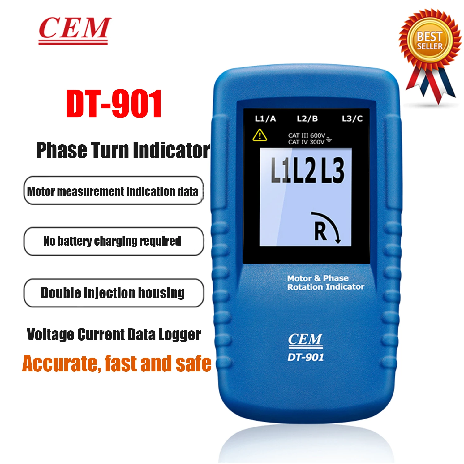 CEM DT901 Phase Rotation Indicator/Socket Polarity and Earth Leakage