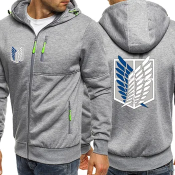 

ATTACK ON TITAN Male Hoodies Zip 2019 New Stylish Mens Tracksuit Streetwear Personalized Mens Fleece Outwear Funny Movie Jacket