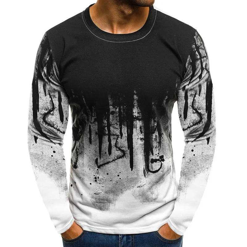 

Bottoms 3XL Plus Size Tee Top Male Hiphop Streetwear Long Sleeve Fitness Tshirts Men Printed Camouflage Male T-shirts