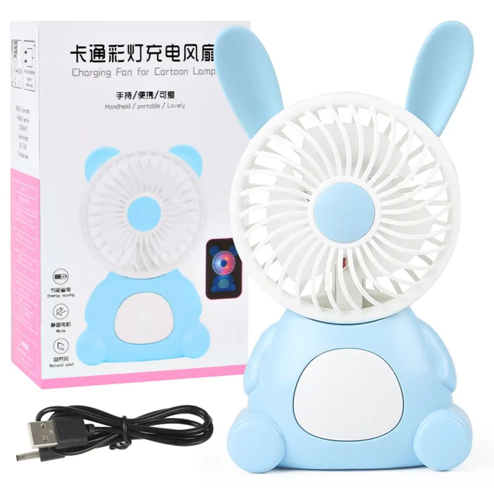 

Q8-9A Cute USB Fan Rechargeable Quiet Desktop Electric Cooling Fan With Lighting