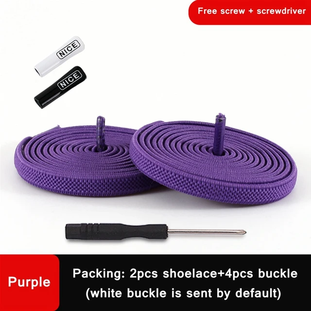 1 Pair No Tie Shoelace Elastic Shoelaces Leisure Sneakers Quick Flat Shoelaces Lazy Shoe Laces Nice Buckle Kids and Adult Unisex Purple