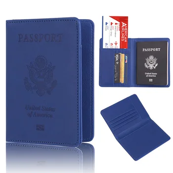 

Unisex PU retro style Rfid credit card holder men ultra-thin anti-theft travel ID card holder wallet solid color passport holder