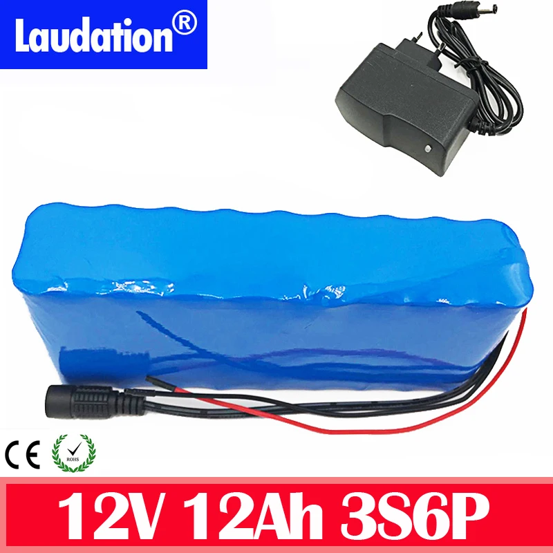 12 В Аккумулятор Встроенный bms 12A/12000mAh 18650 пакет литий-ионный 11,1 V 12V литиевая аккумуляторная батарея для охоты ксенон с 1a зарядным устройством