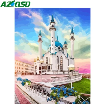 

AZQSD Paint By Number On Canvas Kits Building Acrylic Paint Unique Gift Coloring By Numbers Scenery For Adults Wall Art