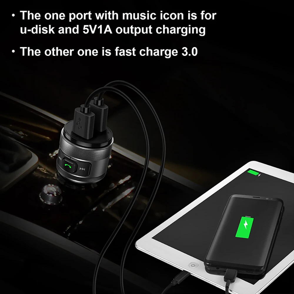 VicTsing FM Bluetooth Transmitter Car QC3.0 3.4A Wireless Transmitter Receiver MP3 Music Player Car Kit Radio Adapter Hands-Free (5)