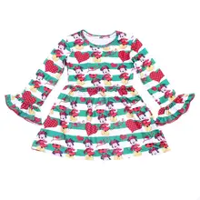 Милое Платье с Минни Маус для девочек Детские платья из молочного шелка с длинными рукавами для девочек, платье Минни с сердечками на День святого Валентина платья для девочек