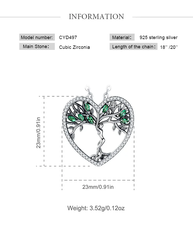 Юдора 925 пробы Серебряное Древо жизни подвеска прозрачный зеленый CZ ожерелье s независимая свобода ожерелье богини женские ювелирные изделия D497
