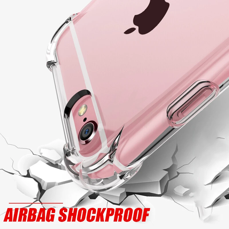 Прозрачный противоударный чехол для iPhone 12 Pro Max X Xr Xs мягкий силиконовый с подушкой