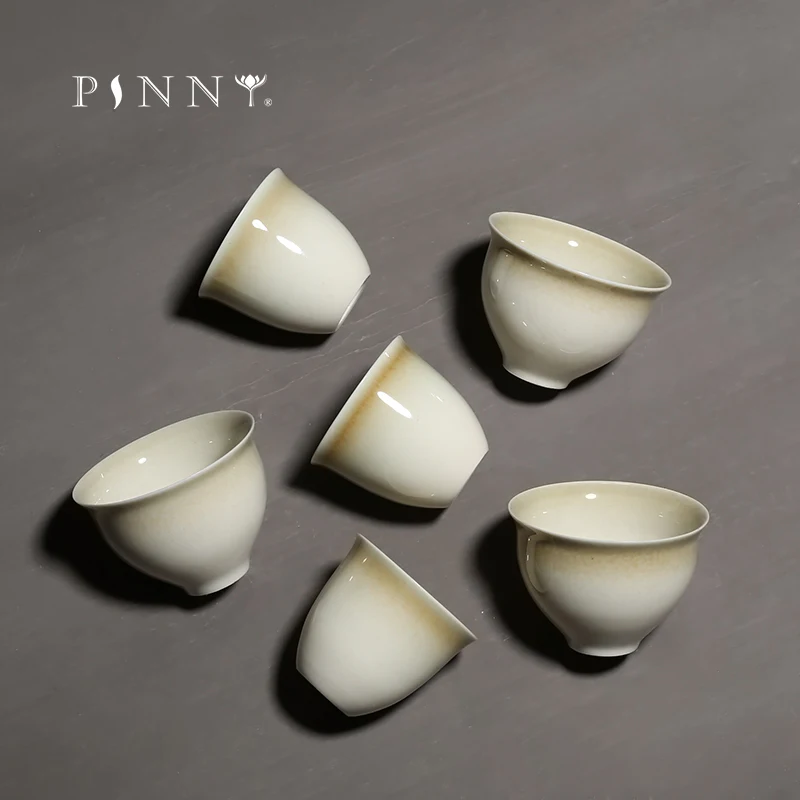 PINNY Plant Ash Glaze Teacups Ceramic Pigmented Tea Cup Chinese Kung Fu Tea Set High Quality Porcelain Cup Retro Bowl