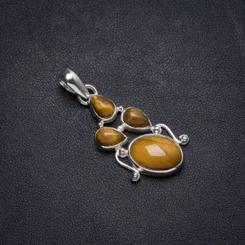 

Natural Tiger Eye Handmade Unique 925 Sterling Silver Pendant 1.75" X0983