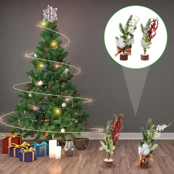 

2pcs Christmas Desktop Adornments Artificial Floral Art Ornaments Holiday Decor