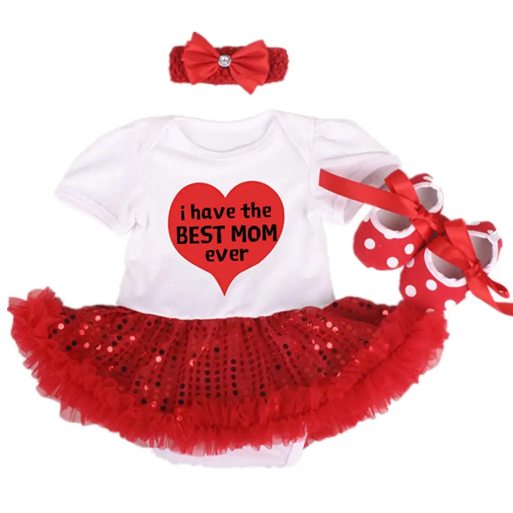

Reborn Baby Doll Clothes Outfit For 20-23 Inch Matching Clothing Headband Mom Red Heart Tutu Dress Shoes Three-Piece Set