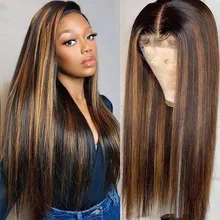 Aliexpress - Highlight Piano Color Glueless 13*4 Closure Straight Wig 180% Brazilian Human Hair lace front wig for women