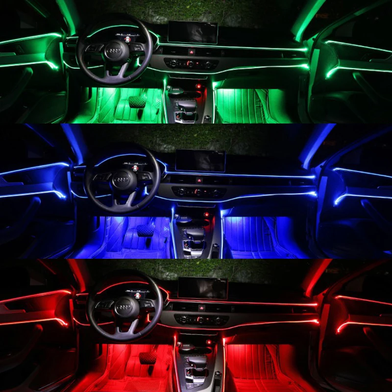 Авто 6 метров RGB волоконно-оптические атмосферные лампы управление приложением Универсальный Автомобильный интерьерный светильник декоративная приборная панель