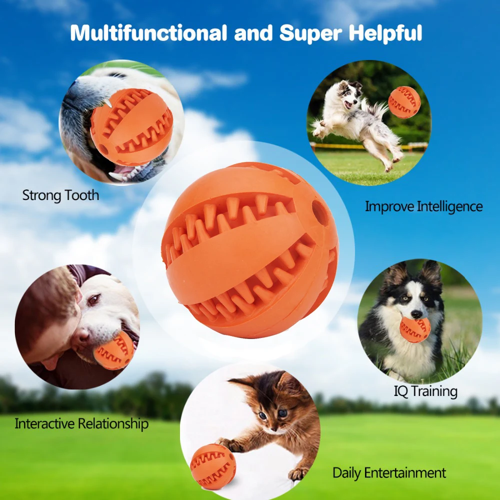 Pet Dog Toys Extra-tough Rubber Ball Toy Funny Interactive Elasticity Ball Dog Chew Toys For Tooth Cleaning Of Food
