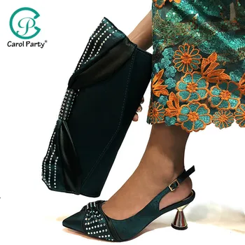 

Green Color Shoe and Matching Bag for Nigeria Party African Wedding Shoes and Bag Set Italian Women Wedding Shoes and Bag