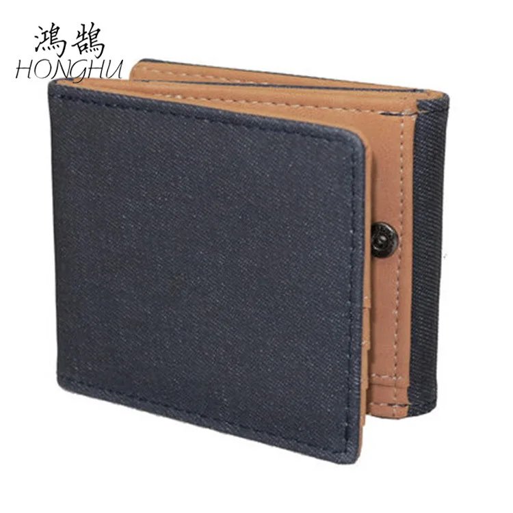 

Men Short Wallet Canvas with pi qian jia Twill Mixed Colors Business Men's Women's Three Fold Wallet