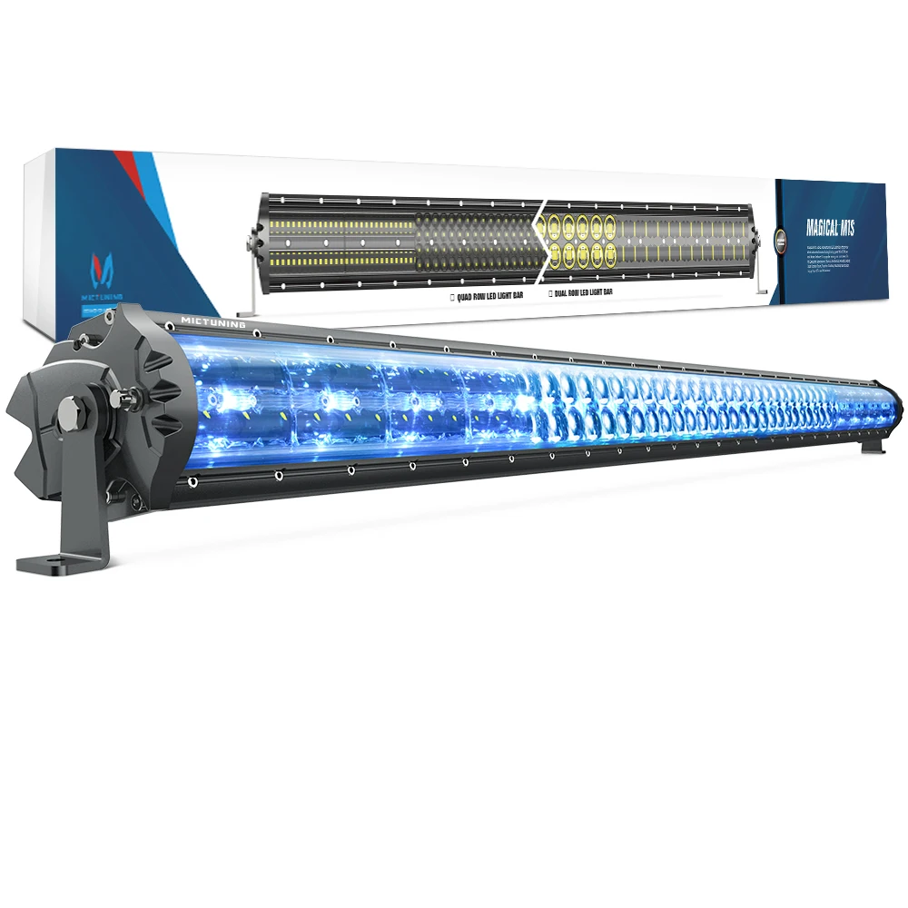 Barra de Luz Fileira com Luz de Acessório Gelo para Fora da Estrada Barco do Caminhão da Atv Mictuning Aerodinâmica Dupla Azul Jeep 29100lm M1s 52 Led 3 aerodinâmica dupla fileira com luz de acessório