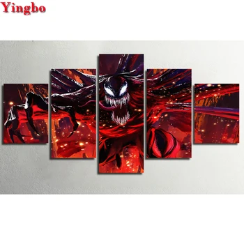 

5D DIY Diamond Painting Cross Stitch Venom Movie Poster diamond embroidery Full Square round diamond mosaic decor home 5 pcs