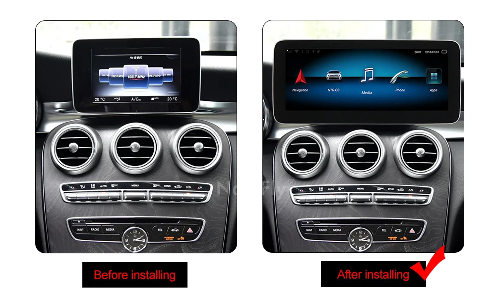 NaviFly 10,2" ips экран Android 9,0 4 Гб+ 64 ГБ Автомобильный мультимедийный плеер для Mercedes Benz GLC Class W253- NTG 5,0 с WIF