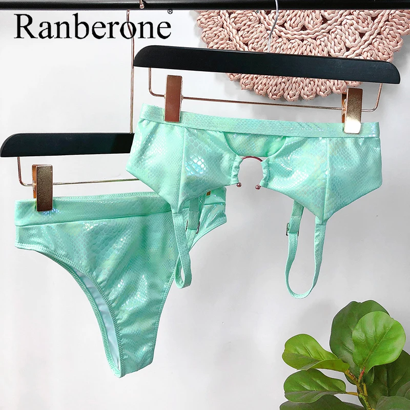 Ranberone 2020 женское фиолетовое сексуальное бикини с высокой талией Bronzing Два шт