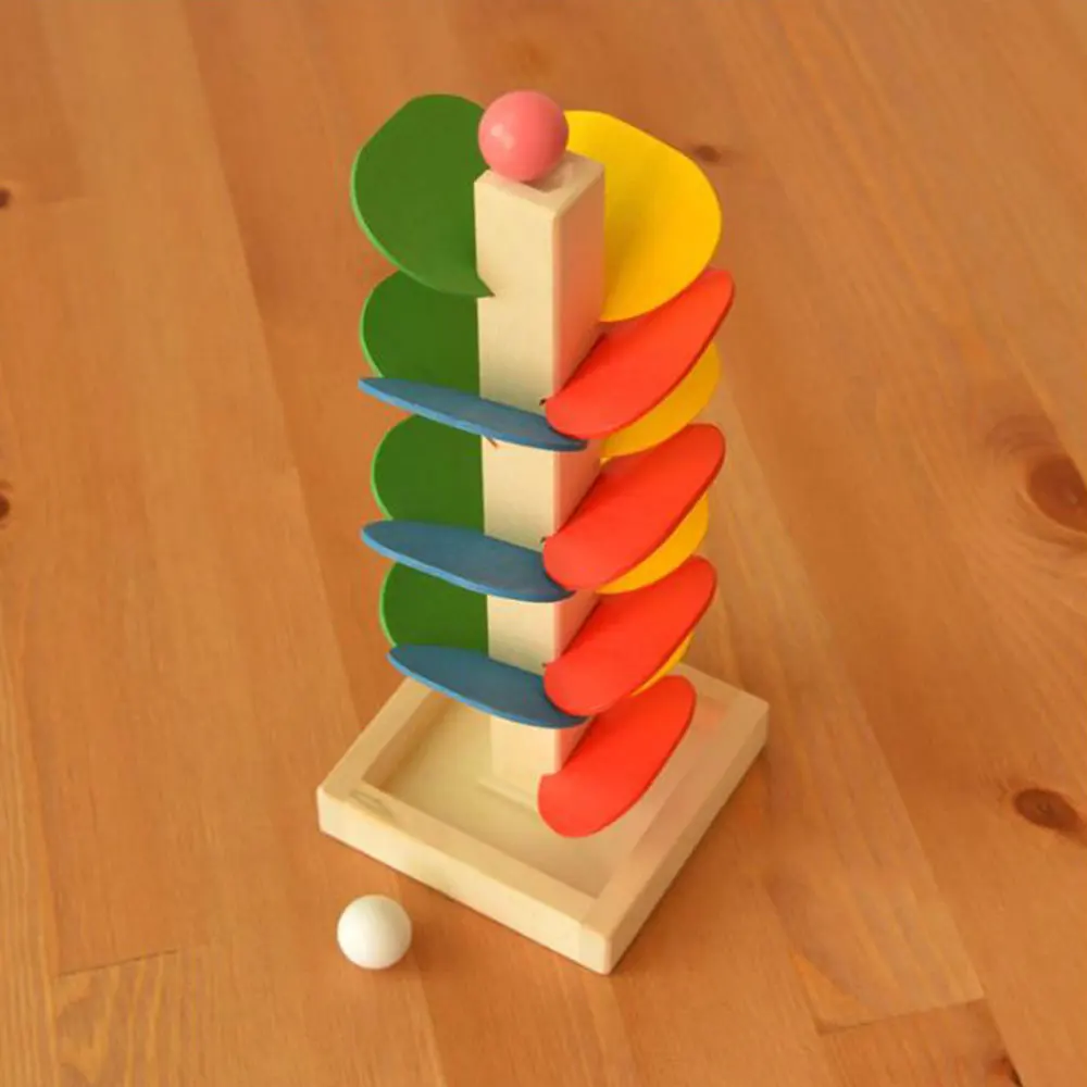 

Wood Leaf Tower Ball Bearing Game Colorful Disassembly Assembly Inverted Bead Running Track Educational Interactive Puzzle Toy