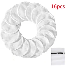 16 шт многоразовые подушечки для снятия макияжа бамбуковые ватные подушечки экологически чистые для женщин девушек моющиеся с мешком для стирки