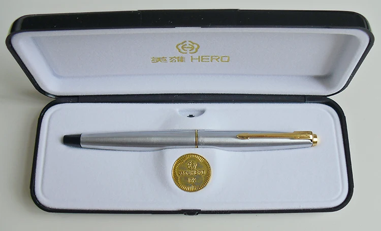 Белая Стальная перьевая ручка Hero 800 12k gold Подарочная авторучка бесплатная