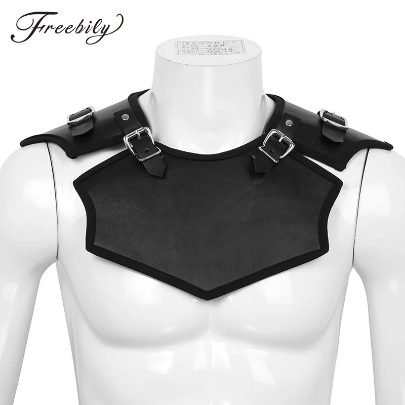 Mens PU Leather Handmade Medieval Knights Templar Warrior Back Lace-up Adjustable Plate Armor Gorget Neck Protector | Тематическая